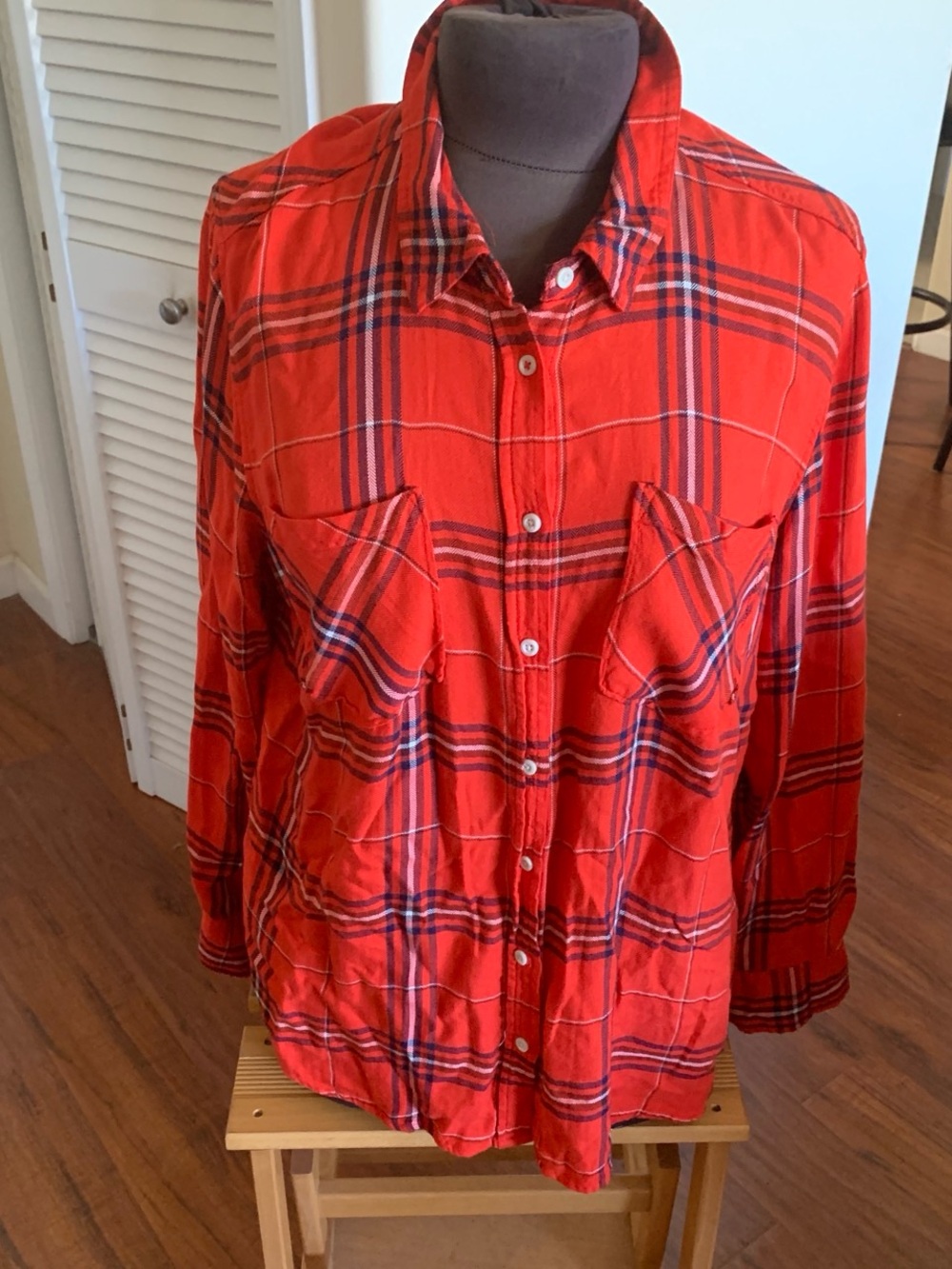 a new day Red Plaid XXLG Button-Down Shirt, in excellent condition